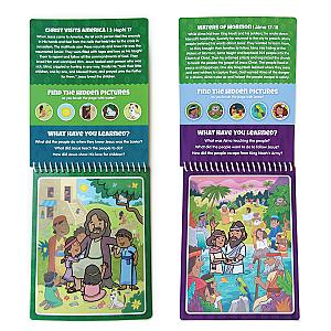 Two Pack Book of Mormon Aqua Brush Activity Book Set, Reusable Travel Activity