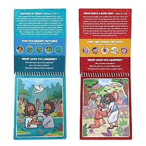 Two Pack New Testament Aqua Brush Activity Book Set, Reusable Travel Activity