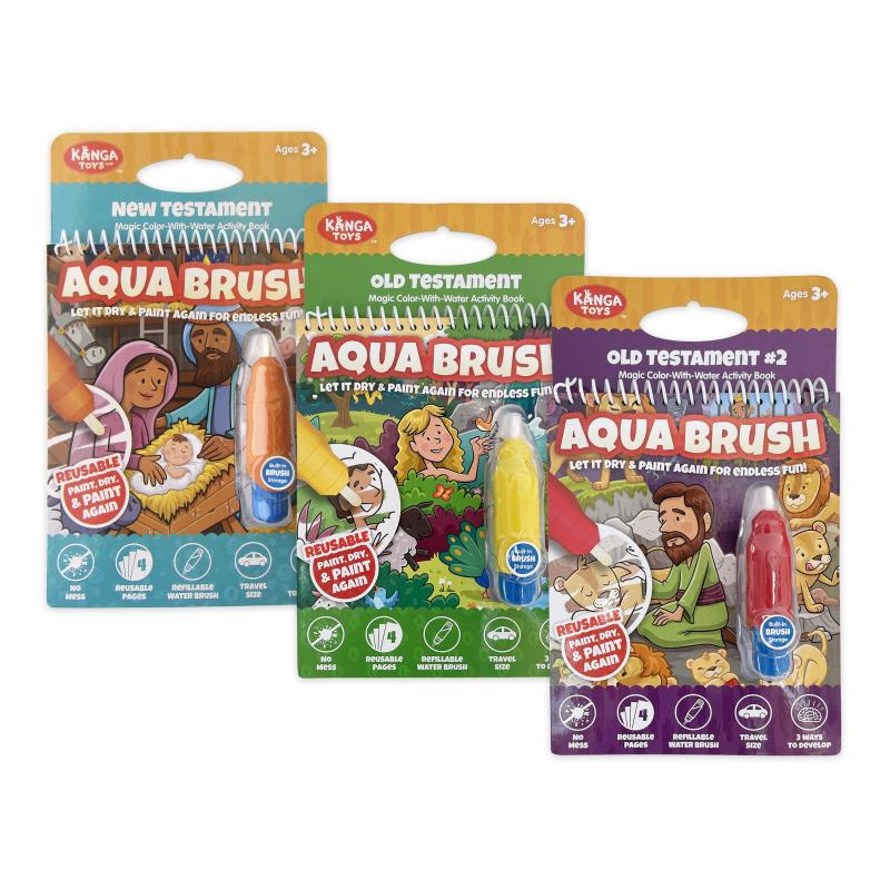 Three Pack Bible Aqua Brush Activity Book Set, Reusable Travel Activity