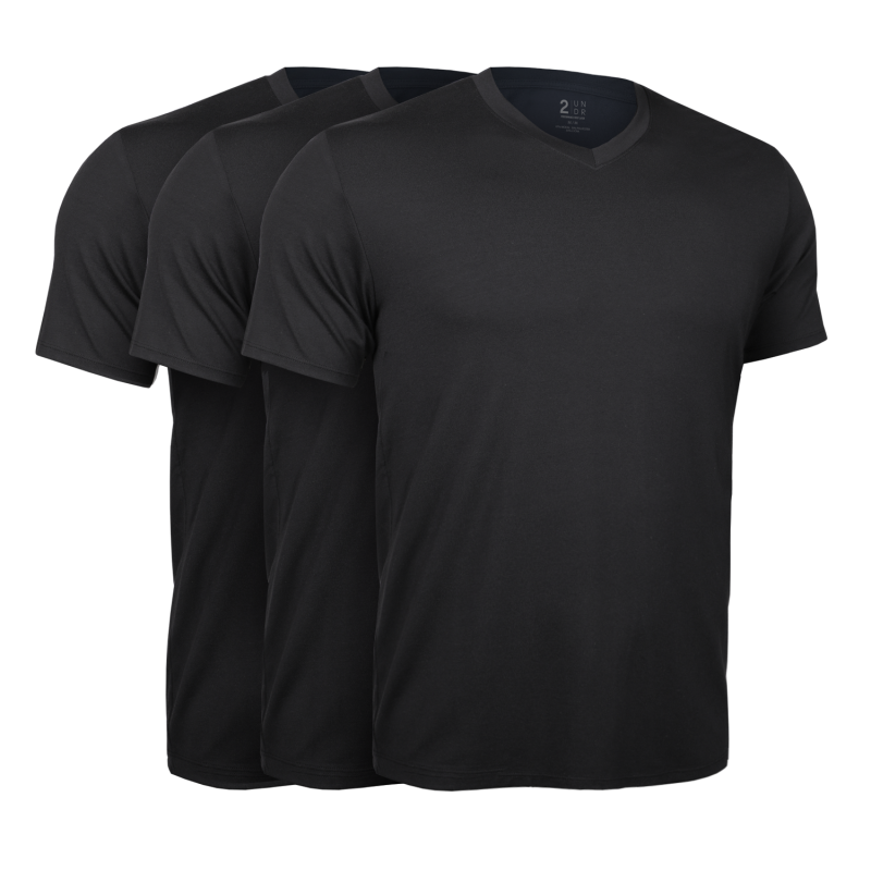 Luxury V Neck Tee - Black 3 Pack
