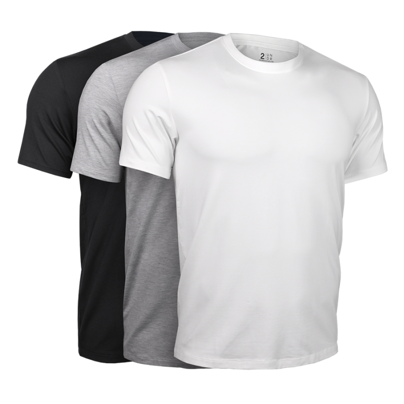 Luxury Crew Neck Tee - Black/Grey/White - 3 Pack