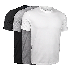Luxury Crew Neck Tee - Black/Grey/White - 3 Pack