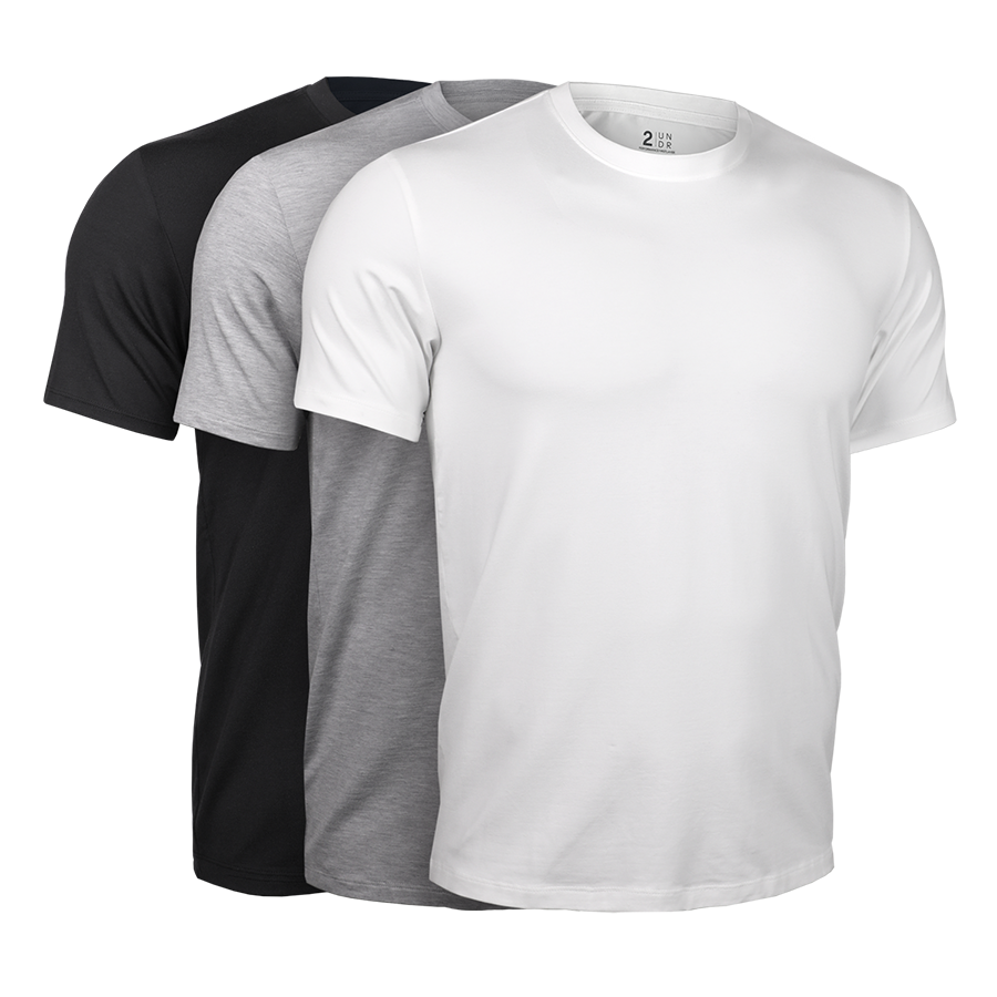 Luxury Crew Neck Tee - Black/Grey/White - 3 Pack