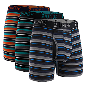 Swing Shift 6" Boxer Brief - 3 Pack Boxset -  Blue/Teal/Beach Stripes