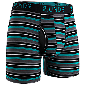 Swing Shift 6" Boxer Brief - 3 Pack Boxset -  Blue/Teal/Beach Stripes