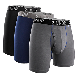 Swing Shift 6" Boxer Brief - 3 Pack Boxset - Black - Grey - Navy