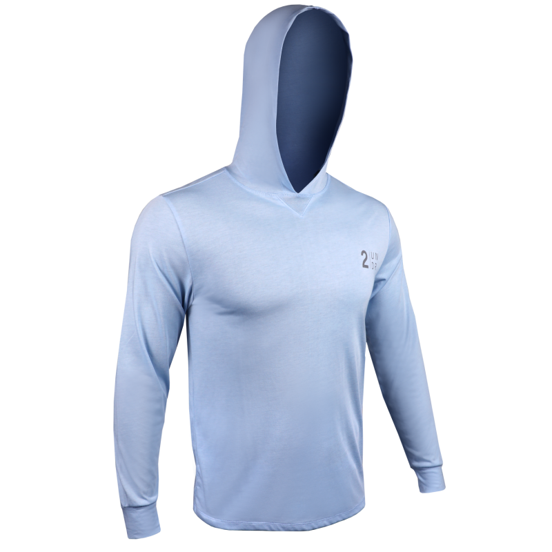 Branded All Day  LS Hooded Tee - Heathered Light Blue