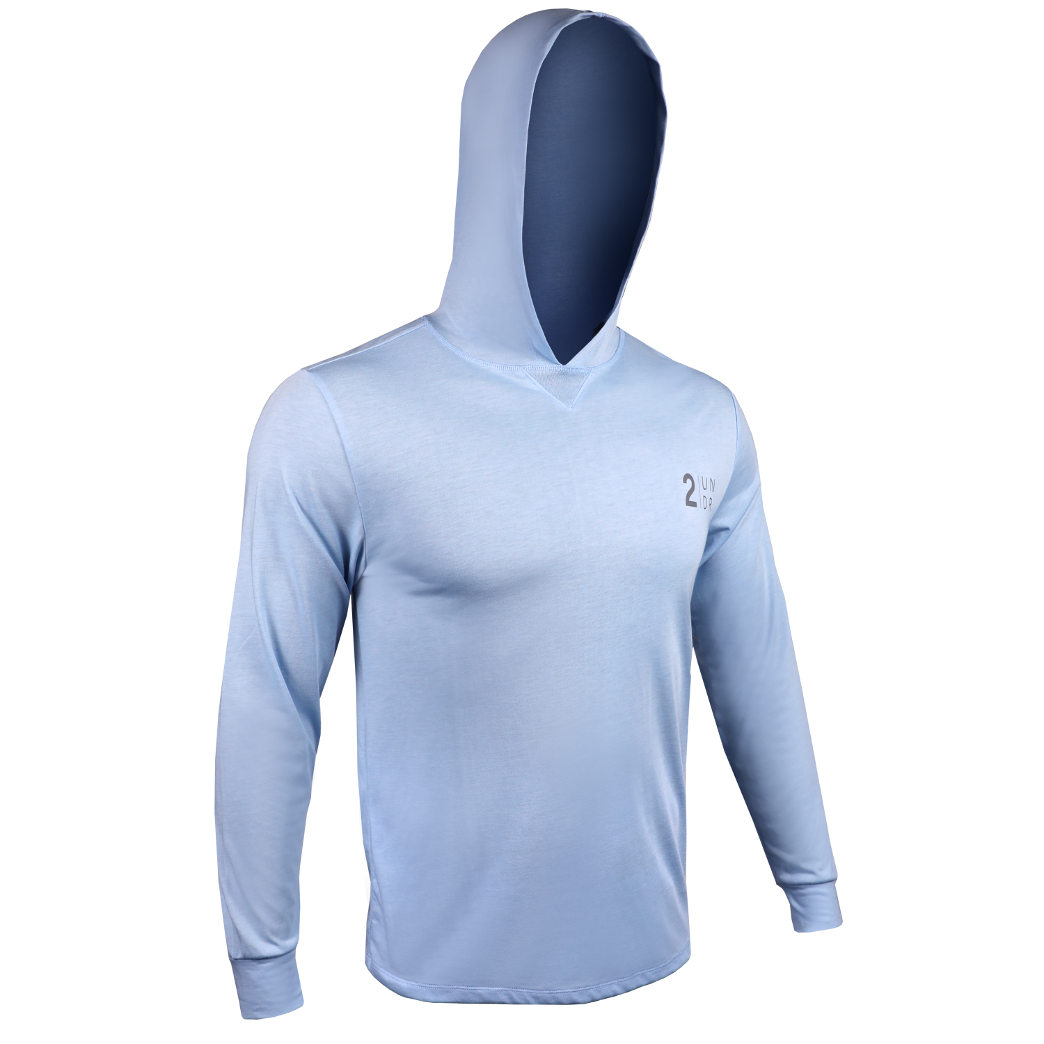 Branded All Day  LS Hooded Tee - Heathered Light Blue