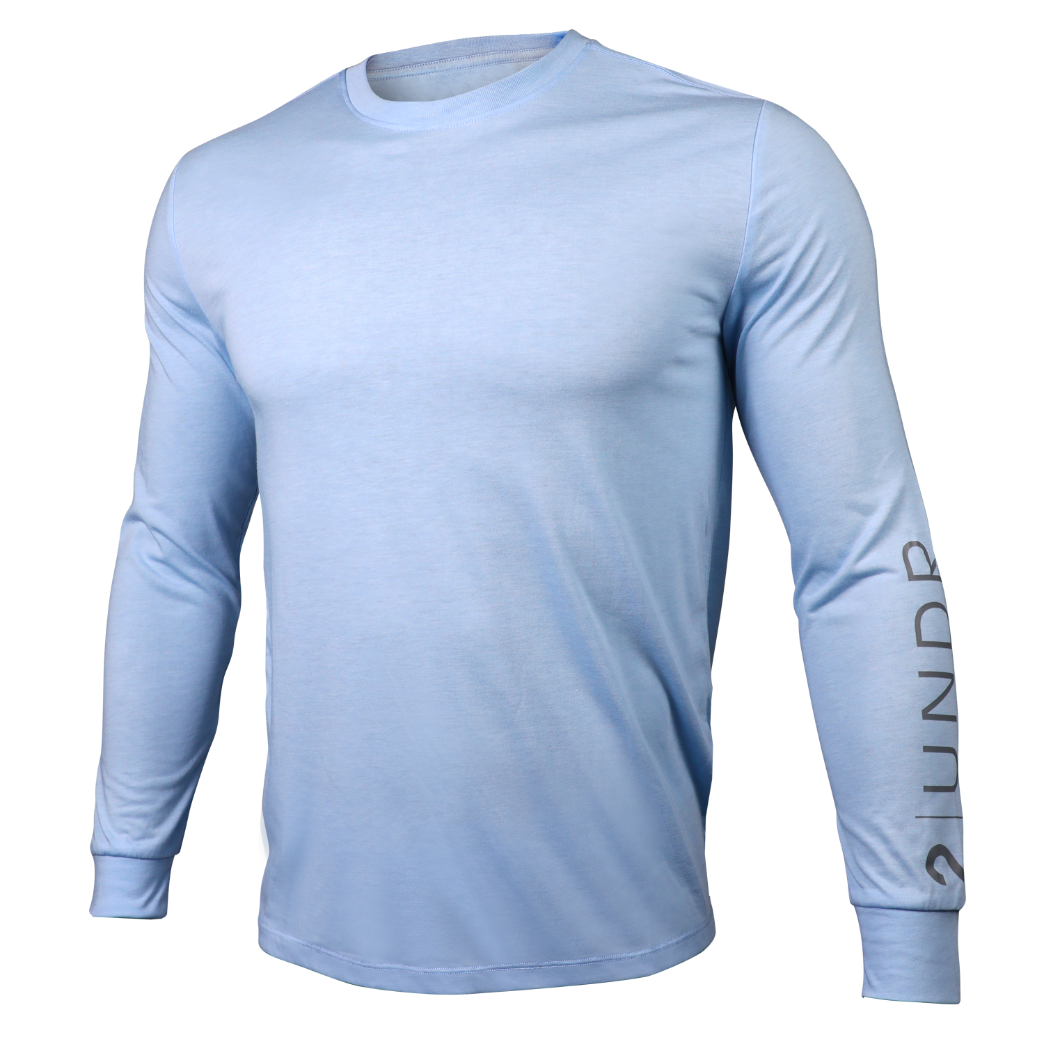 Branded All Day Long Sleeve Crew Tee - Heathered Light Blue