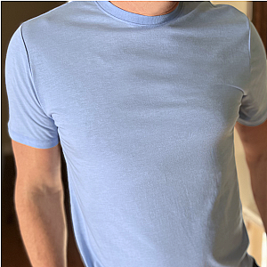 All Day Crew Tee - Heathered Light Blue