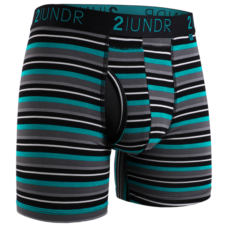Swing Shift 6" Boxer Brief - Teal Stripe