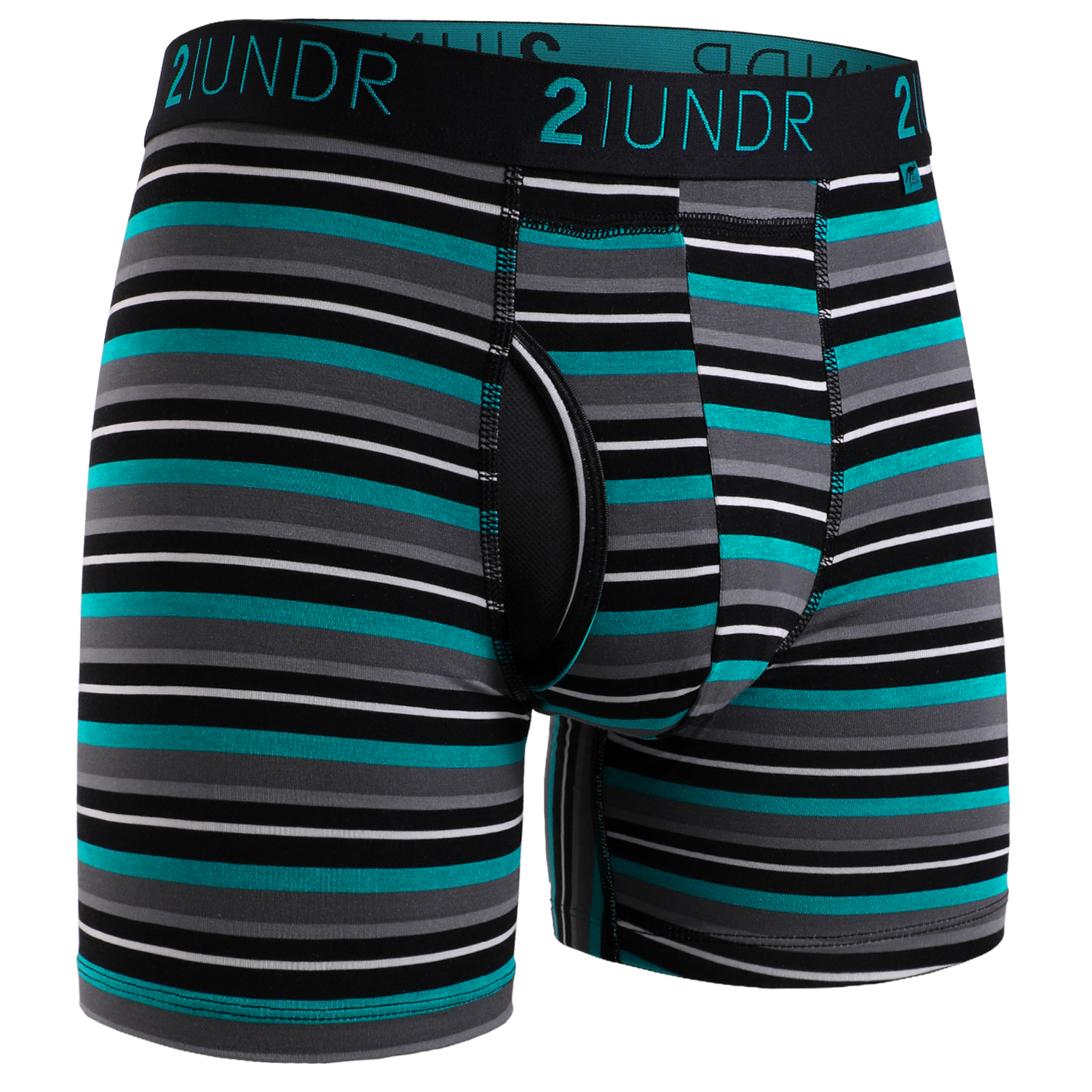 Swing Shift 6" Boxer Brief - Teal Stripe