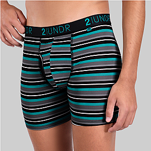 Swing Shift 6" Boxer Brief - Teal Stripe