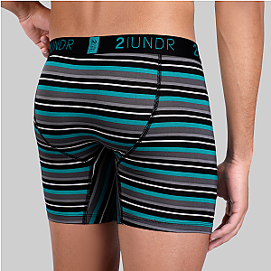 Swing Shift 6" Boxer Brief - Teal Stripe