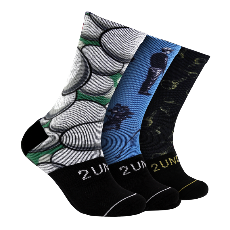Flex Printed Crew Sock 3 Pack -  Ballsey/Stroke Play/Gold Tee