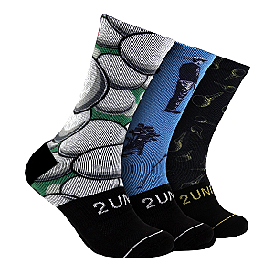 Flex Printed Crew Sock 3 Pack -  Ballsey/Stroke Play/Gold Tee