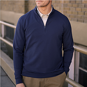Cordero 1/4 Zip Long Sleeve Pullover - Navy