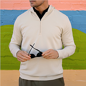 Ruxton 1/4 Zip Long Sleeve Hoodie - Tan