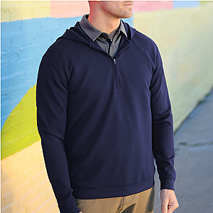 Ruxton 1/4 Zip Long Sleeve Hoodie - Navy