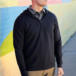 Ruxton 1/4 Zip Long Sleeve Hoodie - Black