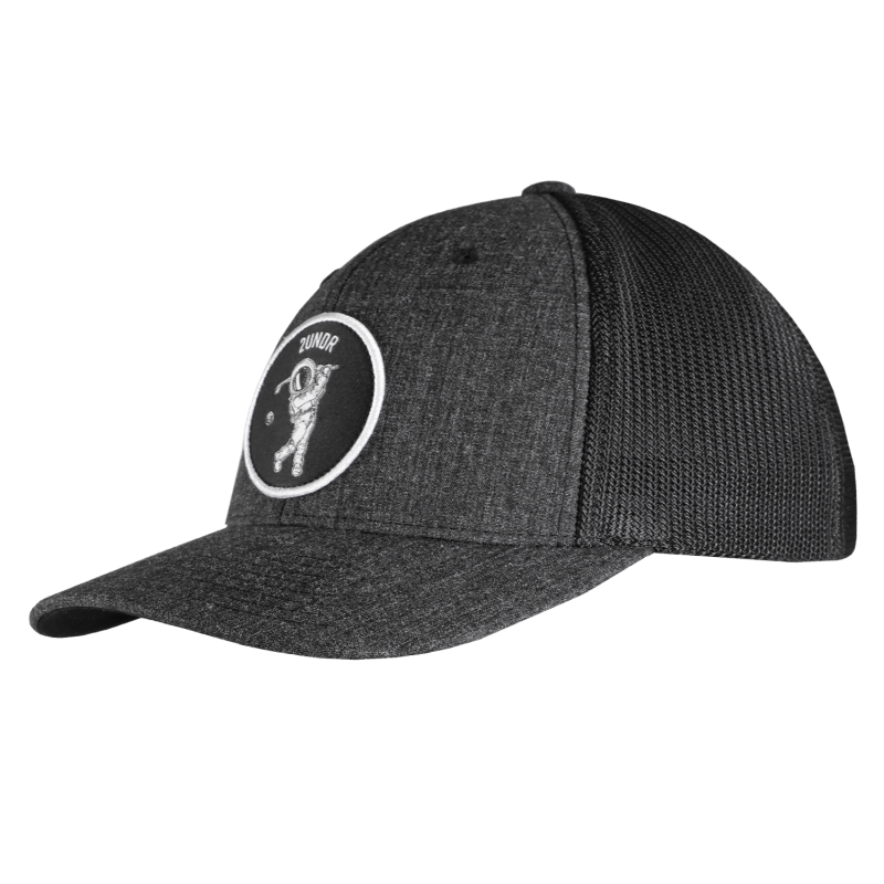 Snap Back Mesh Solid Patch Hat - Space Golf Black