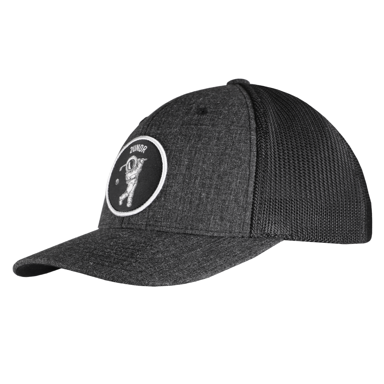 Snap Back Mesh Solid Patch Hat - Space Golf Black