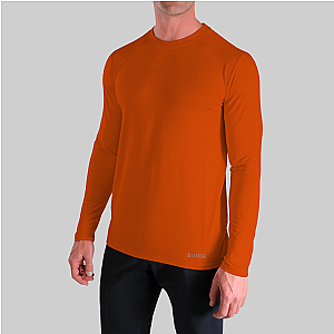 Luxury Long Sleeve Crew Tee - Deep Orange
