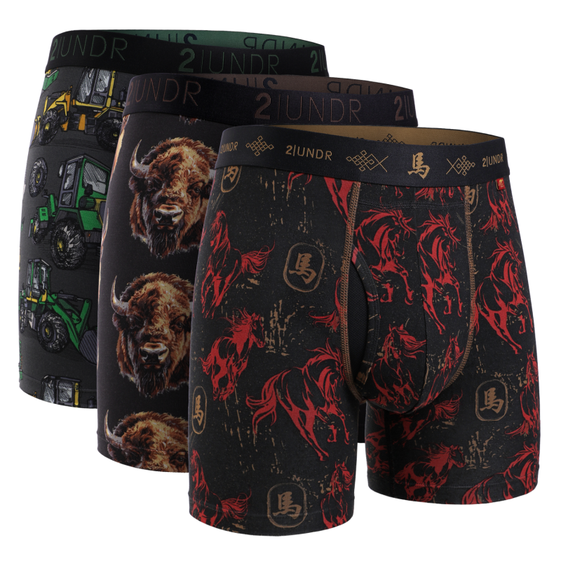 Swing Shift 6" Boxer Brief - 3 Pack Boxset - Diggler/Bison/Horseplay
