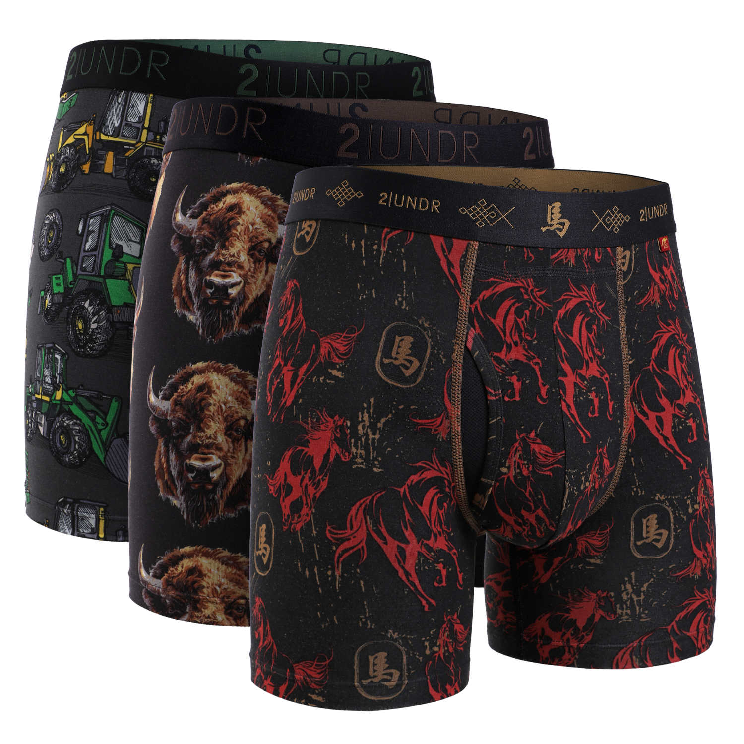 Swing Shift 6" Boxer Brief - 3 Pack Boxset - Diggler/Bison/Horseplay