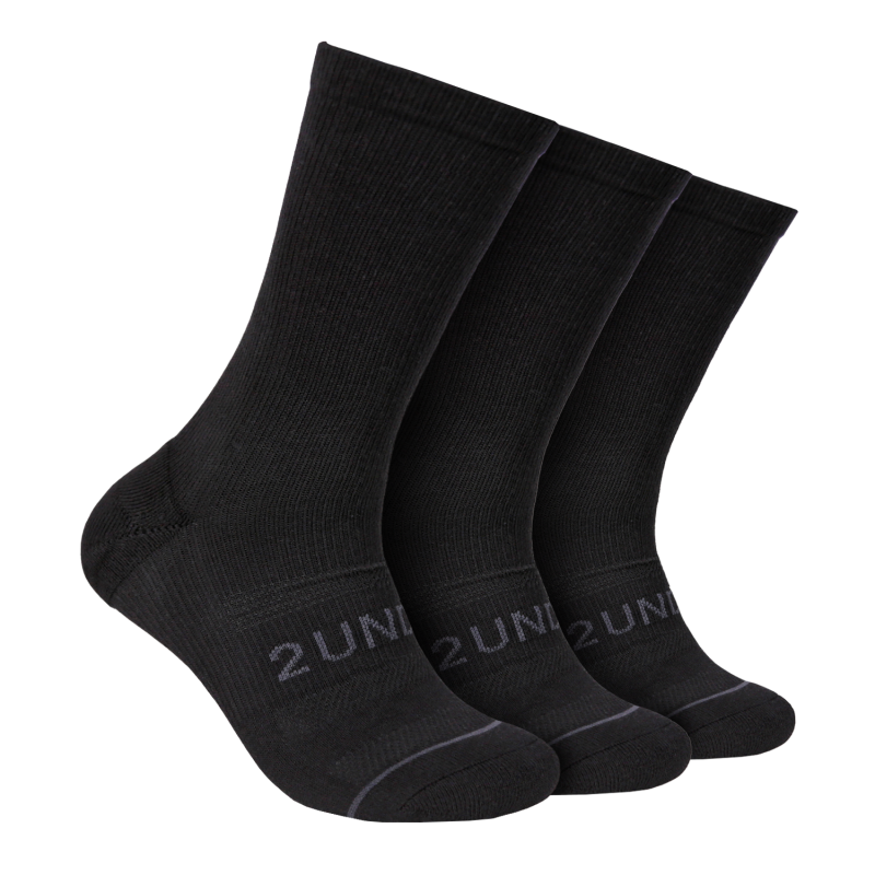 Sport Crew Sock - Solid Black - 3 Pack
