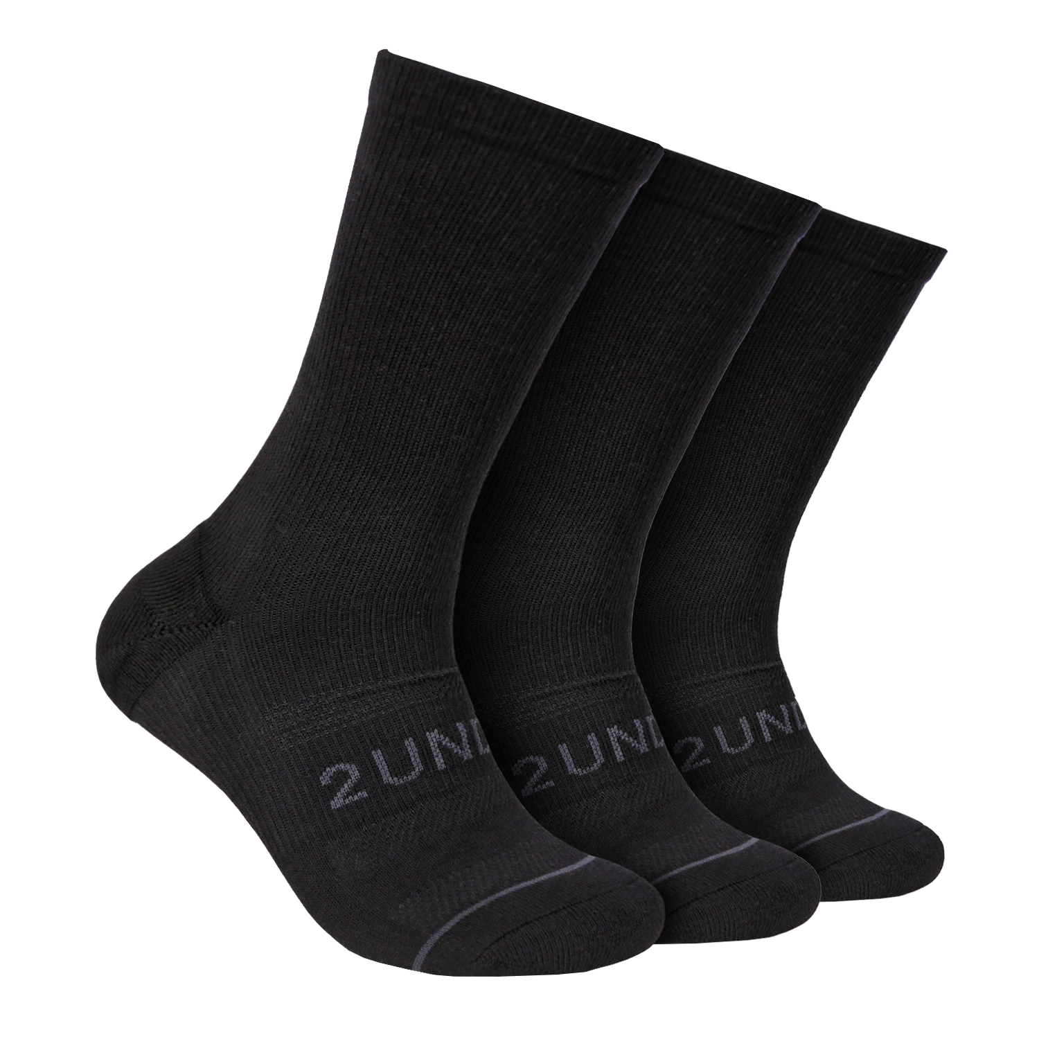 Sport Crew Sock - Solid Black - 3 Pack