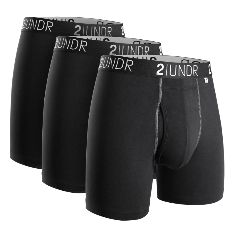 Swing Shift 6" Boxer Brief - 3 Pack Boxset - Black