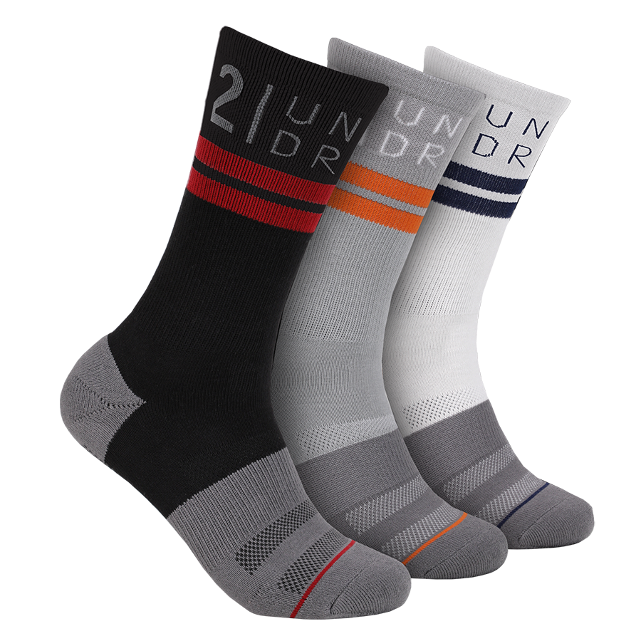 Sport Crew Sock - Black/Grey/White - 3 Pack