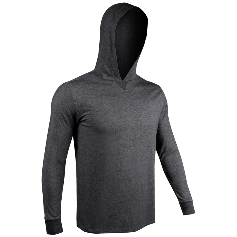Luxury Long Sleeve Hooded Tee - Charcoal