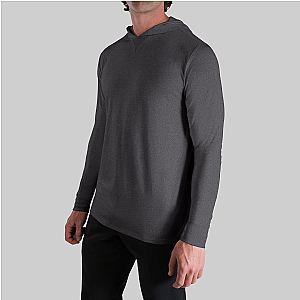 Luxury Long Sleeve Hooded Tee - Charcoal