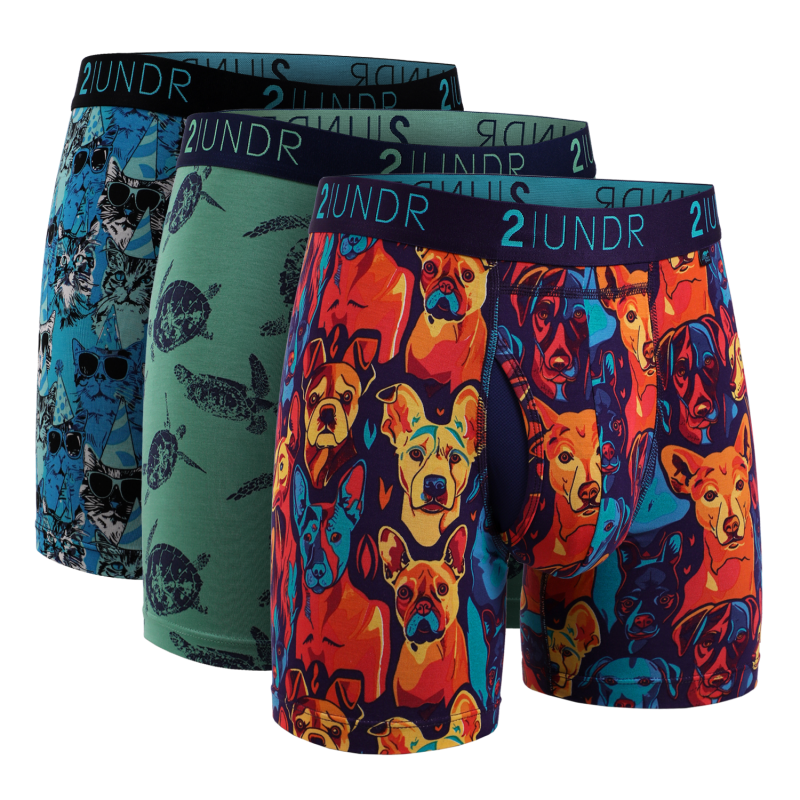 Swing Shift 6" Boxer Brief - 3 Pack Boxset - Friend/Turtle/Kitty