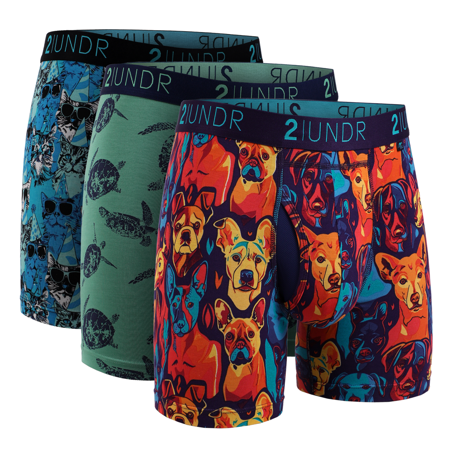 Swing Shift 6" Boxer Brief - 3 Pack Boxset - Friend/Turtle/Kitty