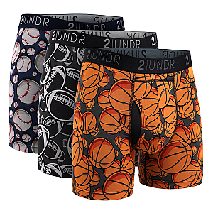 Swing Shift 6" Boxer Brief - 3 Pack Boxset - Grid Iron/Hoops/Upper Deck