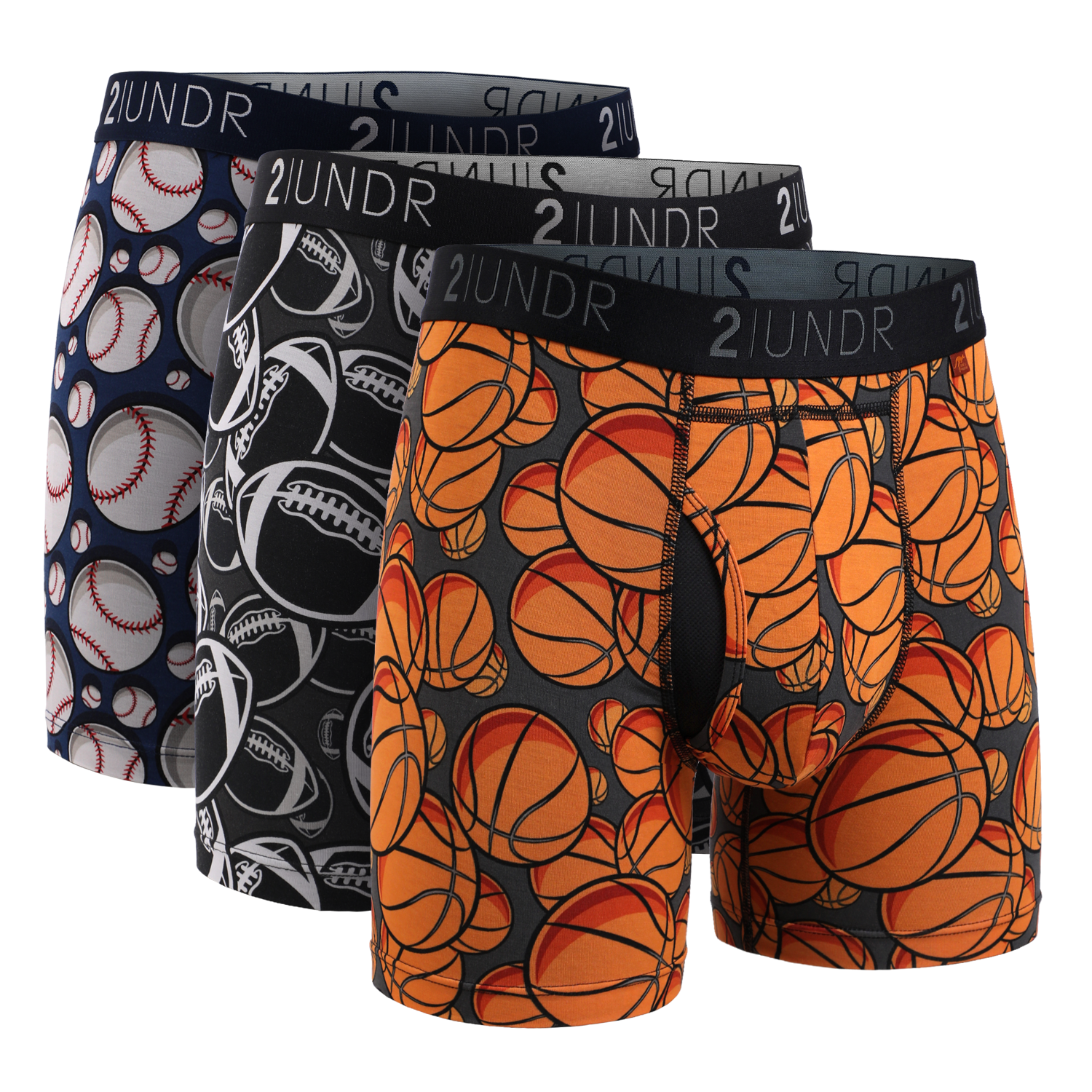 Swing Shift 6" Boxer Brief - 3 Pack Boxset - Grid Iron/Hoops/Upper Deck