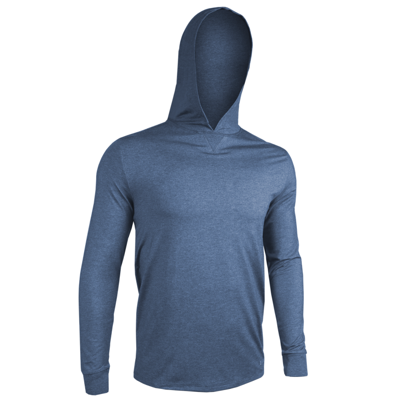 Luxury Long Sleeve Hooded Tee - Heathered Indigo
