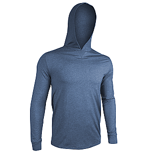 Luxury Long Sleeve Hooded Tee - Heathered Indigo