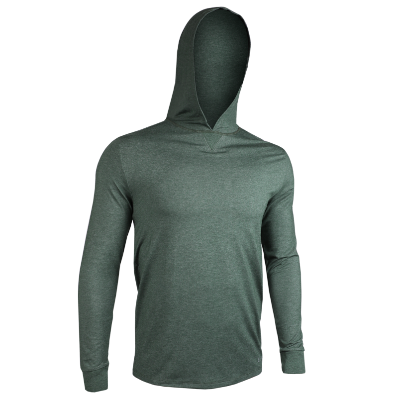Luxury Long Sleeve Hooded Tee - Heathered Forest Green