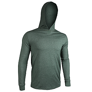 Luxury Long Sleeve Hooded Tee - Heathered Forest Green