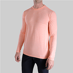 Luxury Long Sleeve Crew Tee - Heathered Salmon