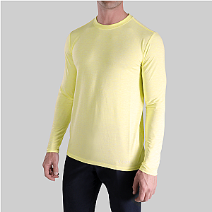 Luxury Long Sleeve Crew Tee - Heathered Yellow