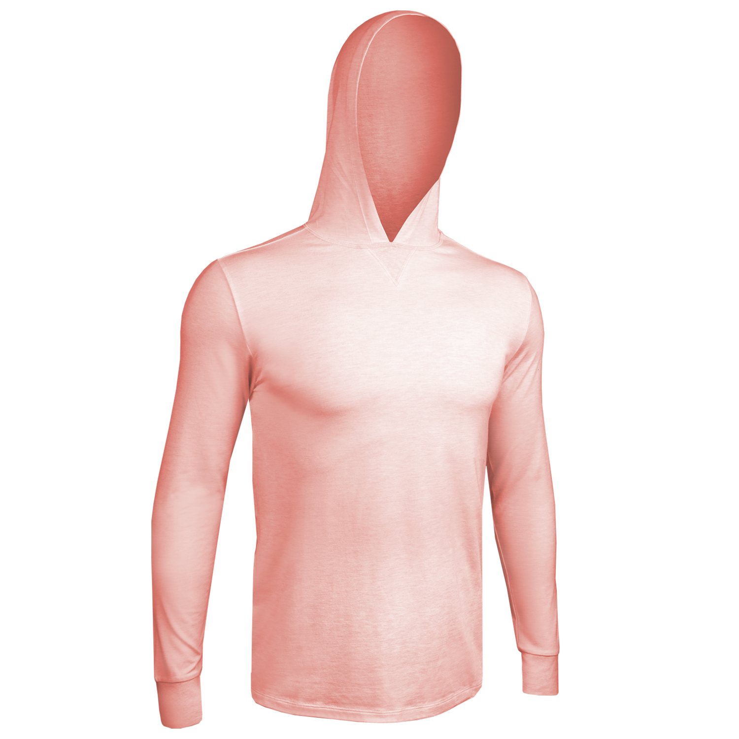 Luxury Long Sleeve Hooded Tee - Heathered Salmon
