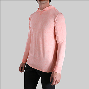 Luxury Long Sleeve Hooded Tee - Heathered Salmon
