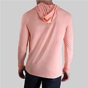Luxury Long Sleeve Hooded Tee - Heathered Salmon