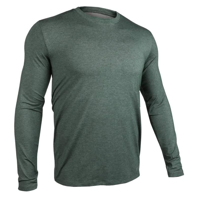 Luxury Long Sleeve Crew Tee - Heathered Forest Green