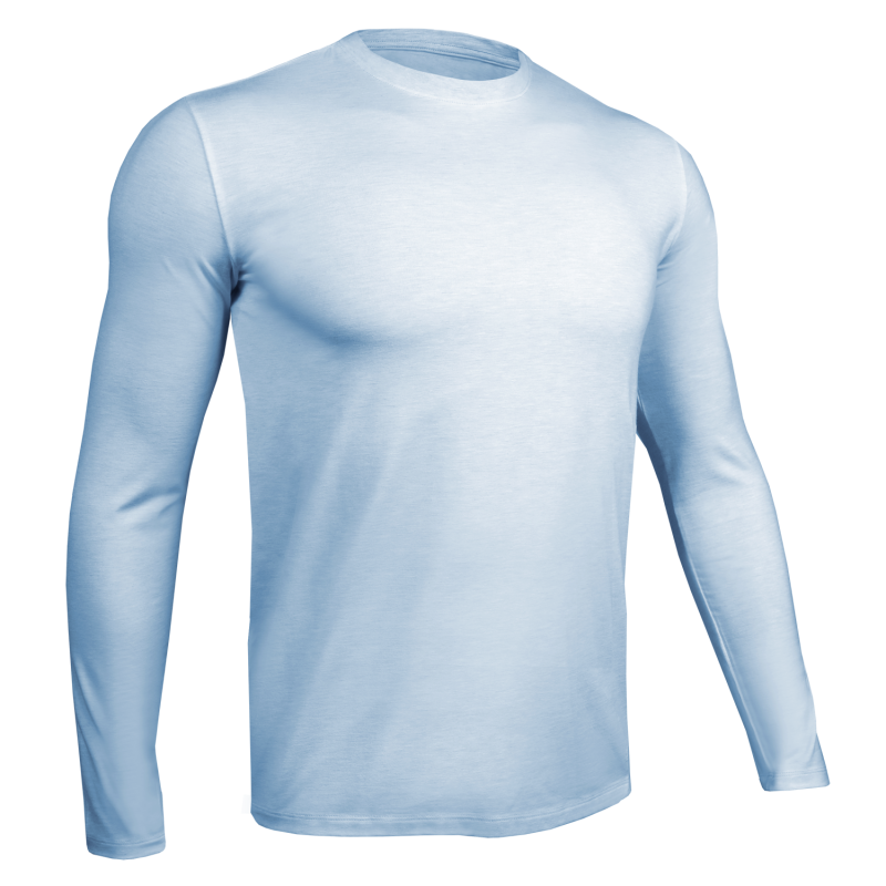 Luxury Long Sleeve Crew Tee - Heathered Light Blue